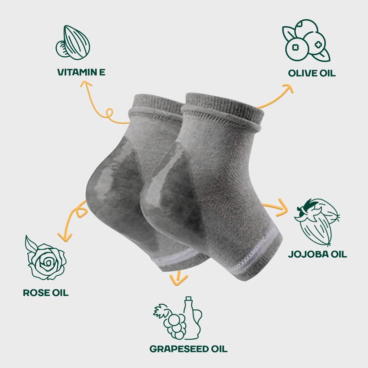 Silicone Gel Heel Socks🧦 for Dry Hard Cracked Heel Repair Pad  (Free Size, 1 Pair), Gray🪨