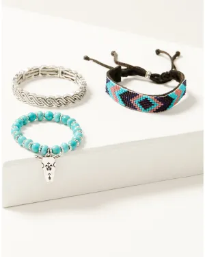 Sloan Beaded & Silver Bracelet Set