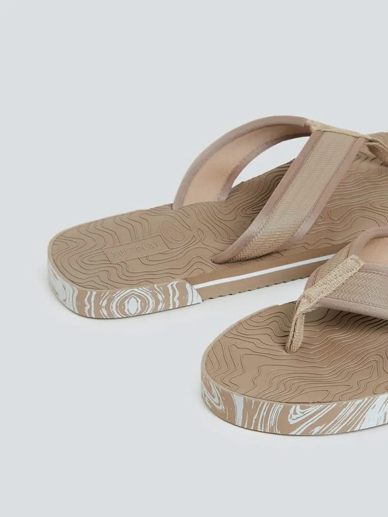 SOLEPLAY Beige Wavy Pattern Flip Flops