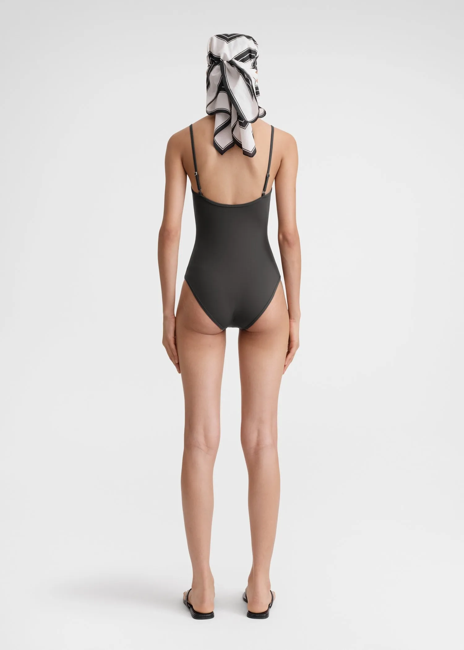 Square-neck swimsuit anthracite