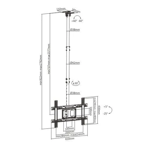 support inclinable pour plafond ProTech 37-80 pouces CM-415