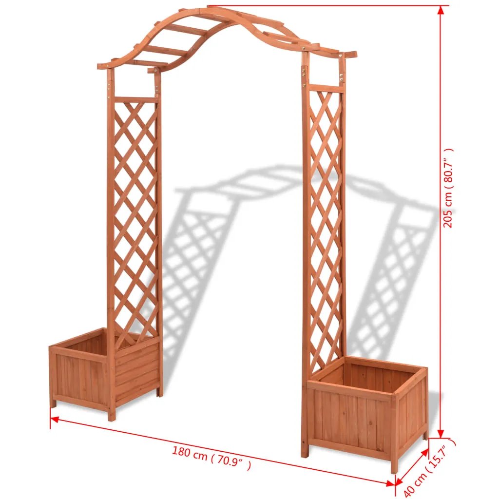 Trellis Rose Arch with Planters 180x40x205 cm