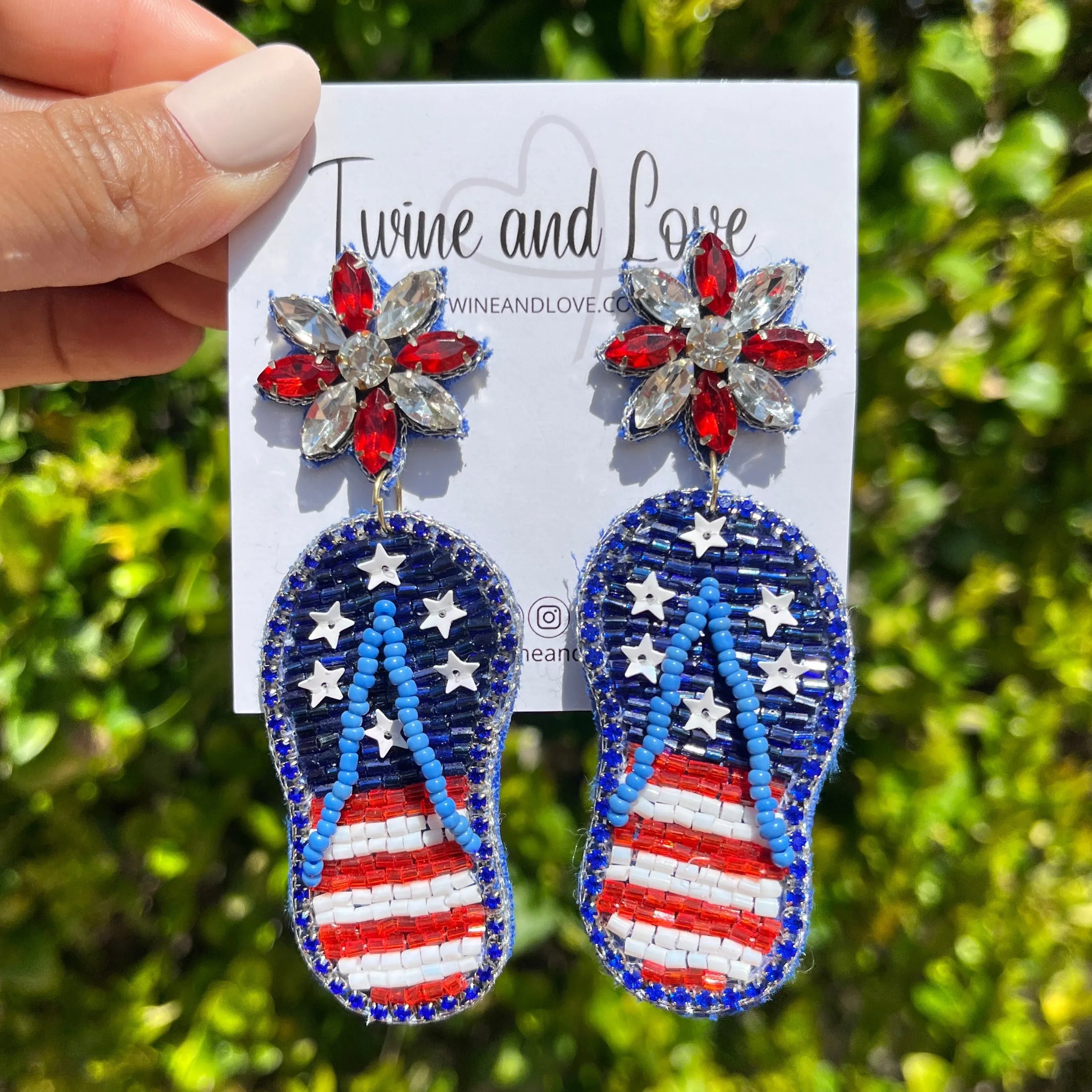 USA Flip-Flops Beaded Earrings