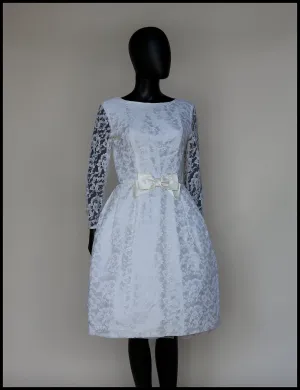 Vintage 1960s Ivory Lace Short Wedding Dress