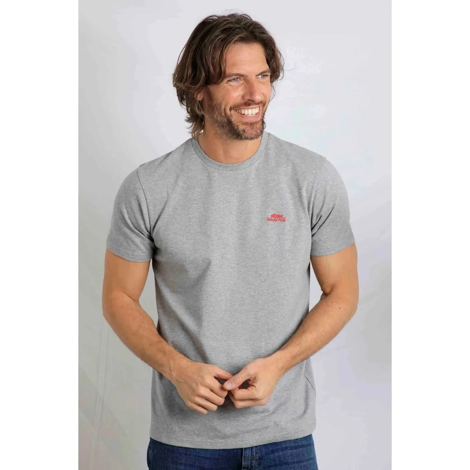 Weird Fish S Grey Marl Organic Branded Fished T-Shirt