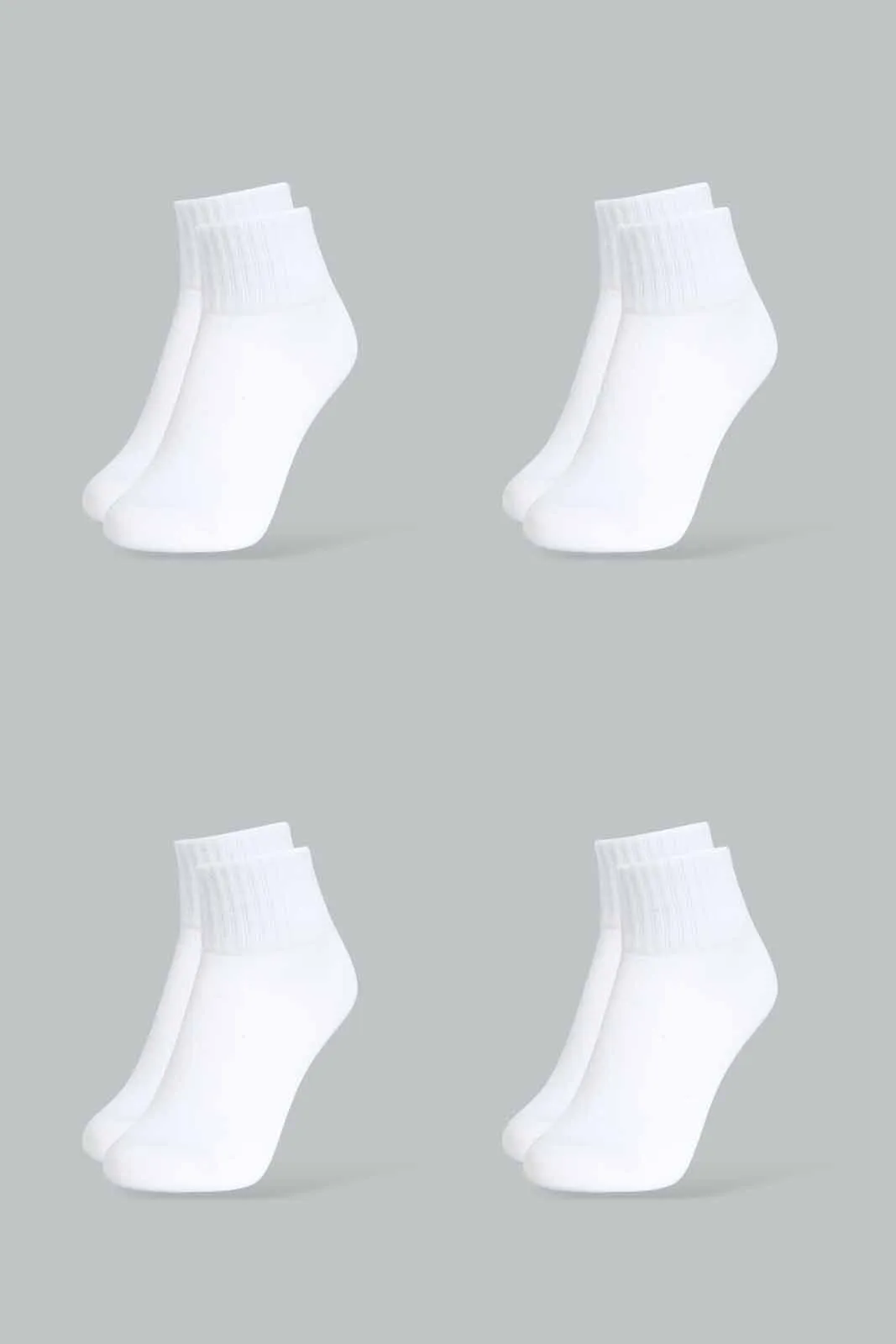 White Ankle Socks Set For Girls (Pack Of 4)