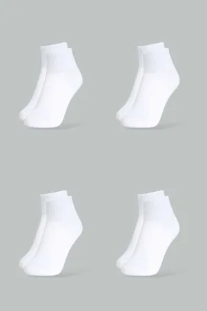 White Ankle Socks Set For Girls (Pack Of 4)