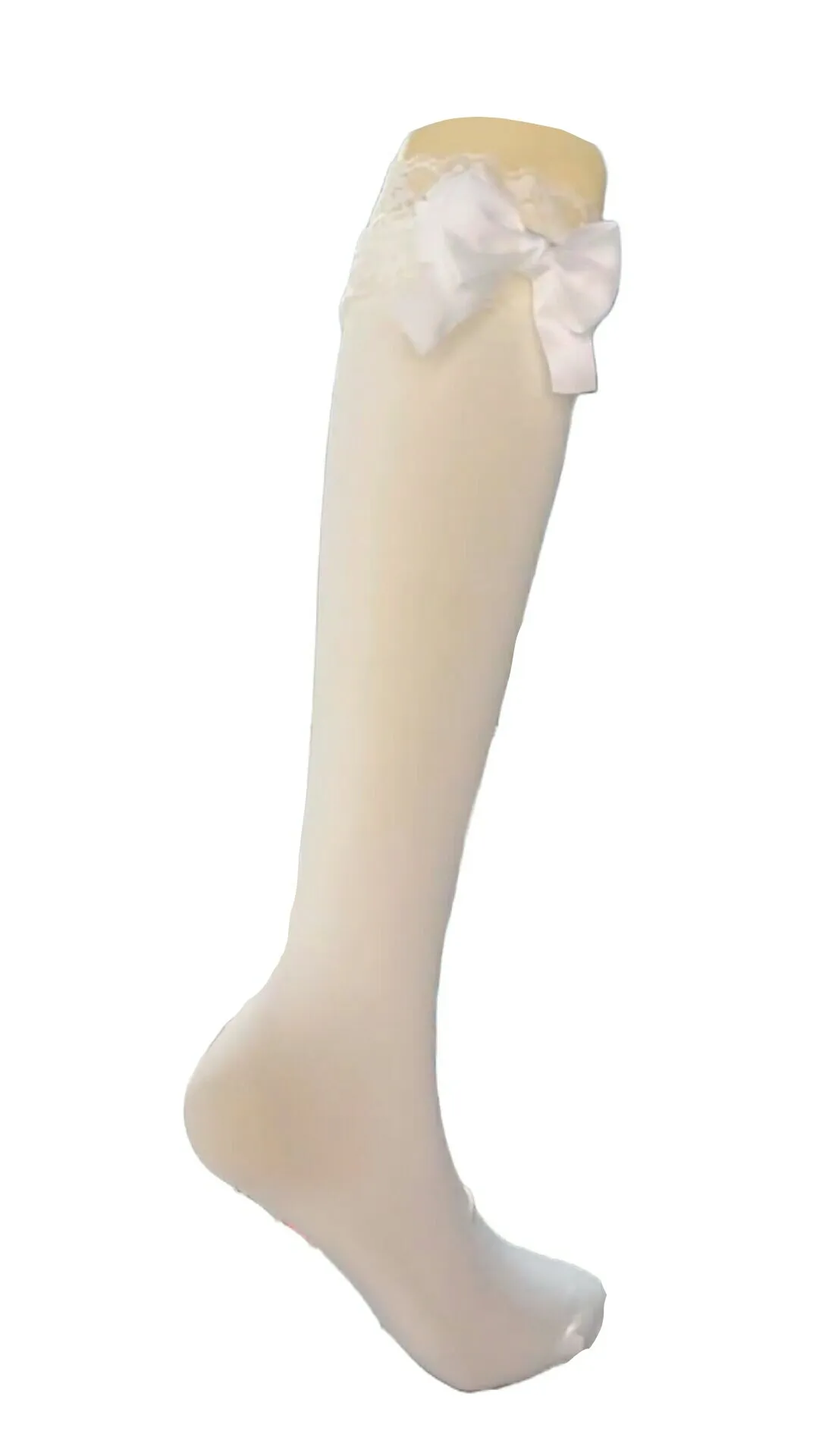 White Bow Thigh High Compression Socks