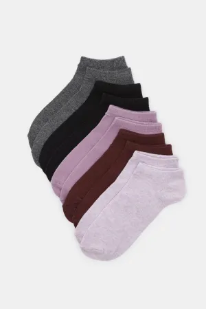 Women Assorted Plain Ankle Socks Set (5 Pairs)