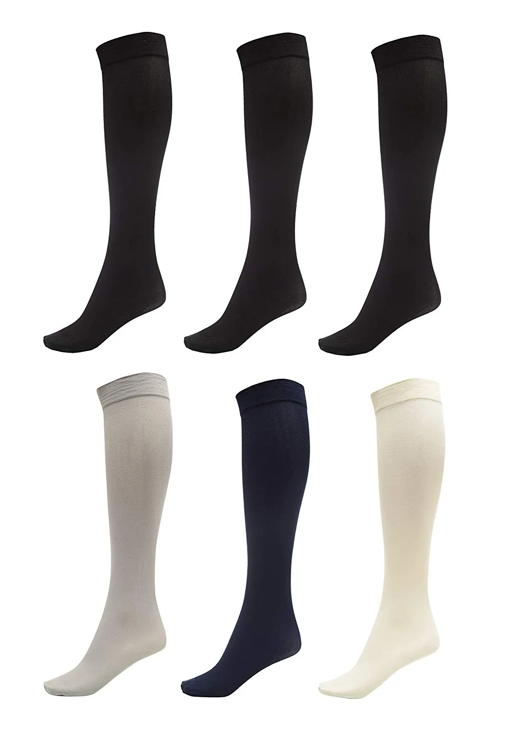 Womens Socks (6 Pack) - Silky Soft Thigh High Socks - Opaque Trouser Socks for Women - Knee High Socks for Women Size 9-11 - Stretchy Nylon Socks for Women - Women's Dress Socks for Any Occasion