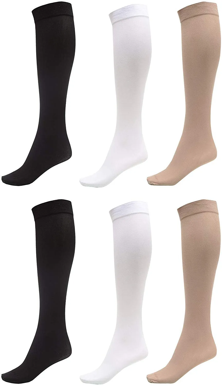 Womens Socks (6 Pack) - Silky Soft Thigh High Socks - Opaque Trouser Socks for Women - Knee High Socks for Women Size 9-11 - Stretchy Nylon Socks for Women - Women's Dress Socks for Any Occasion