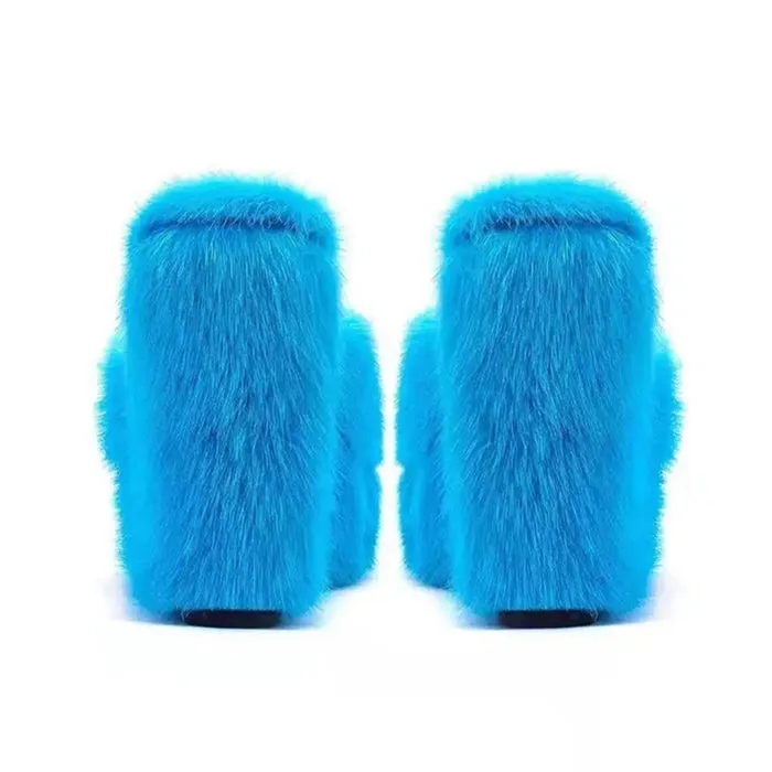 Y2K Aesthetic Fur Sandals